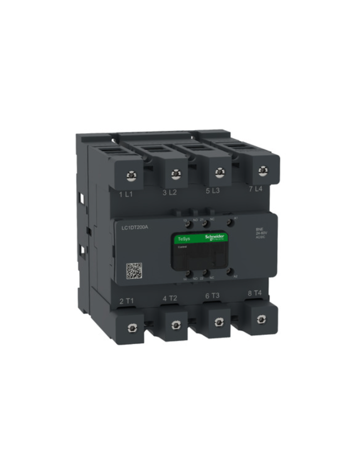 Contactor, Tesys Deca Advanced, 4P(4NO), 160A UL General Purpose, 48-130V AC/DC coil, Everlink