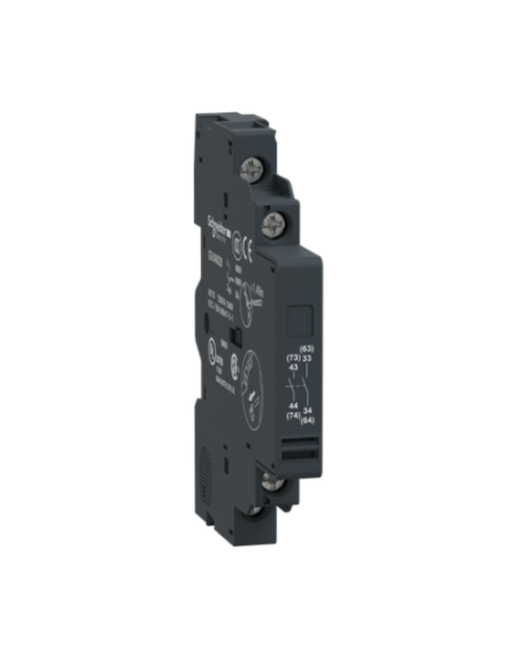 GV2;GV3;GVAN;Tesys GV;auxiliary contact block;instantaneous auxiliary contact;side mounting;screw clamp terminals