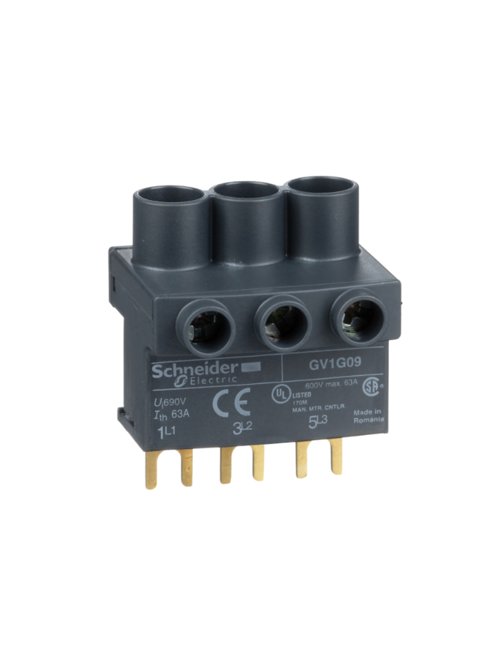 TeSys GV2, TeSys D & TeSys U - terminal block - 3P - from the top