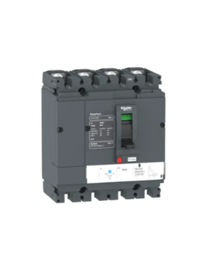 circuit breaker EasyPact CVS100F, 36 kA at 415 VAC, 16 A rating thermal magnetic TM-D trip unit, 4P 3d