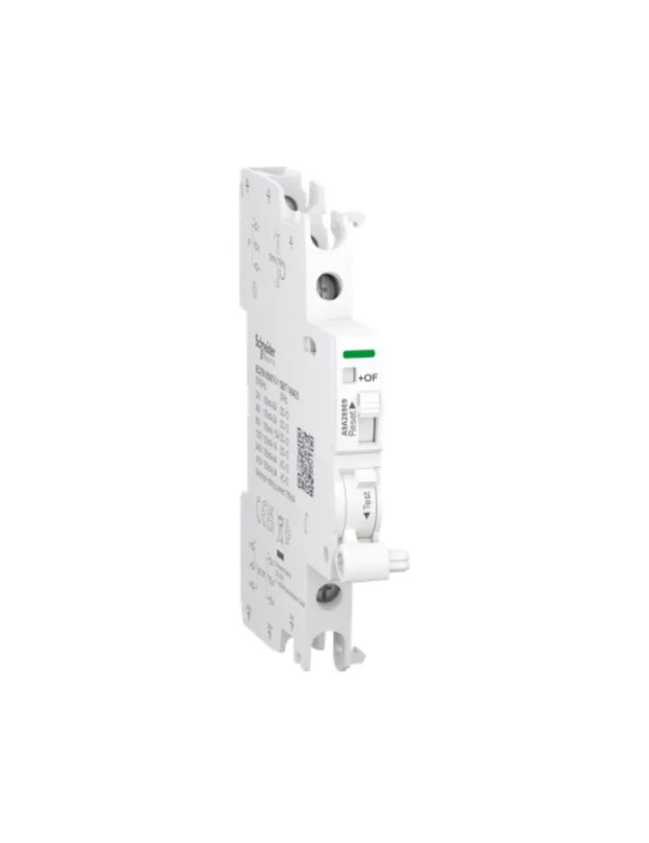 Auxiliary contact, Acti9 A9A, iOF/SD+OF, 2 C/O, 100mA to 6A, 24VAC to 415VAC, 24VDC to 130VDC, top and bottom connection