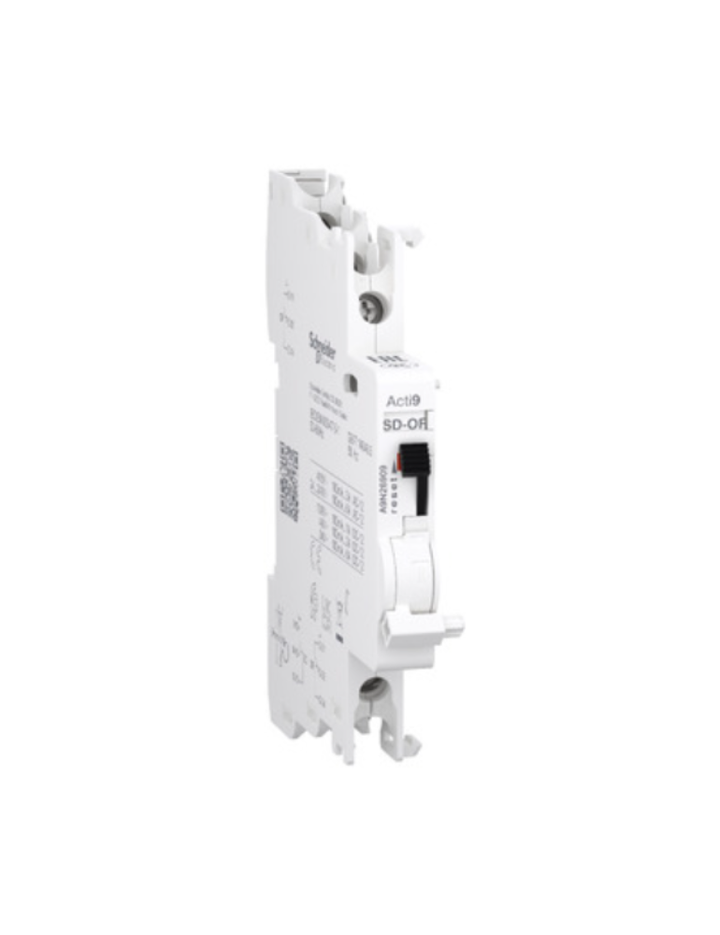 Auxiliary contact, Acti9 A9N, OF/SD+OF, 2 C/O, 100mA to 6A, 24VAC to 415VAC, 24VDC to 130VDC, top and bottom connection