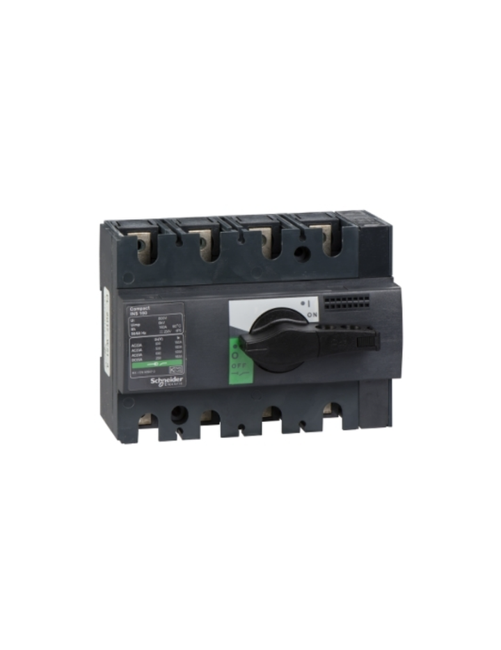 switch disconnector, Compact INS160 , 160 A, standard version with black rotary handle, 4 poles