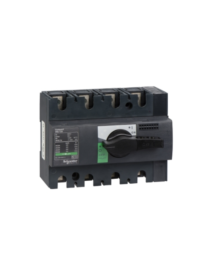 switch disconnector, Compact INS125 , 125 A, standard version with black rotary handle, 4 poles
