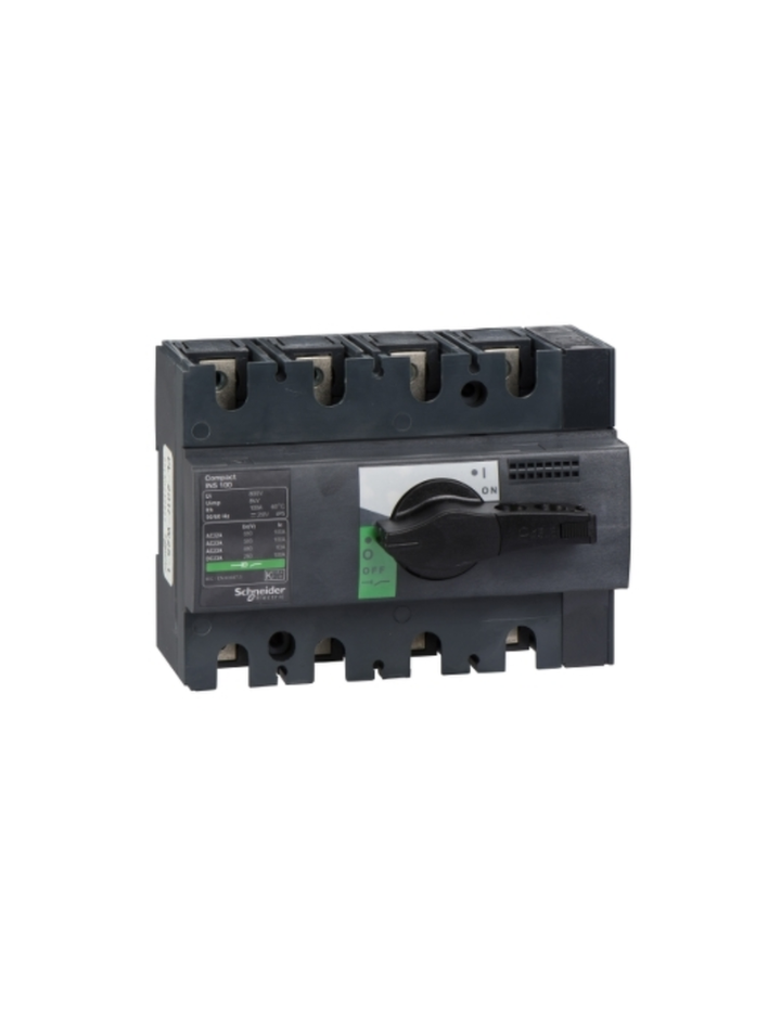 switch disconnector, Compact INS100 , 100 A, standard version with black rotary handle, 4 poles 28909