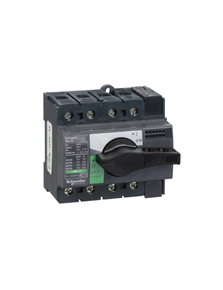 switch disconnector, Compact INS63 , 63 A, standard version with black rotary handle, 4 poles