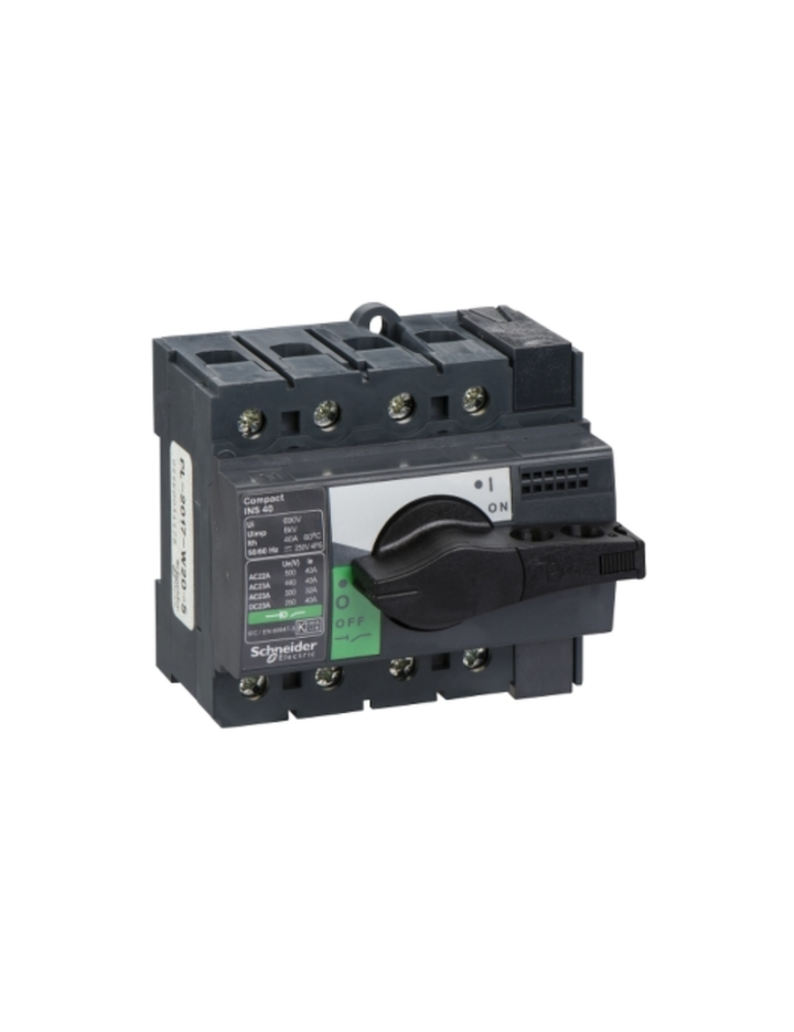 switch disconnector, Compact INS40 , 40 A, standard version with black rotary handle, 4 poles