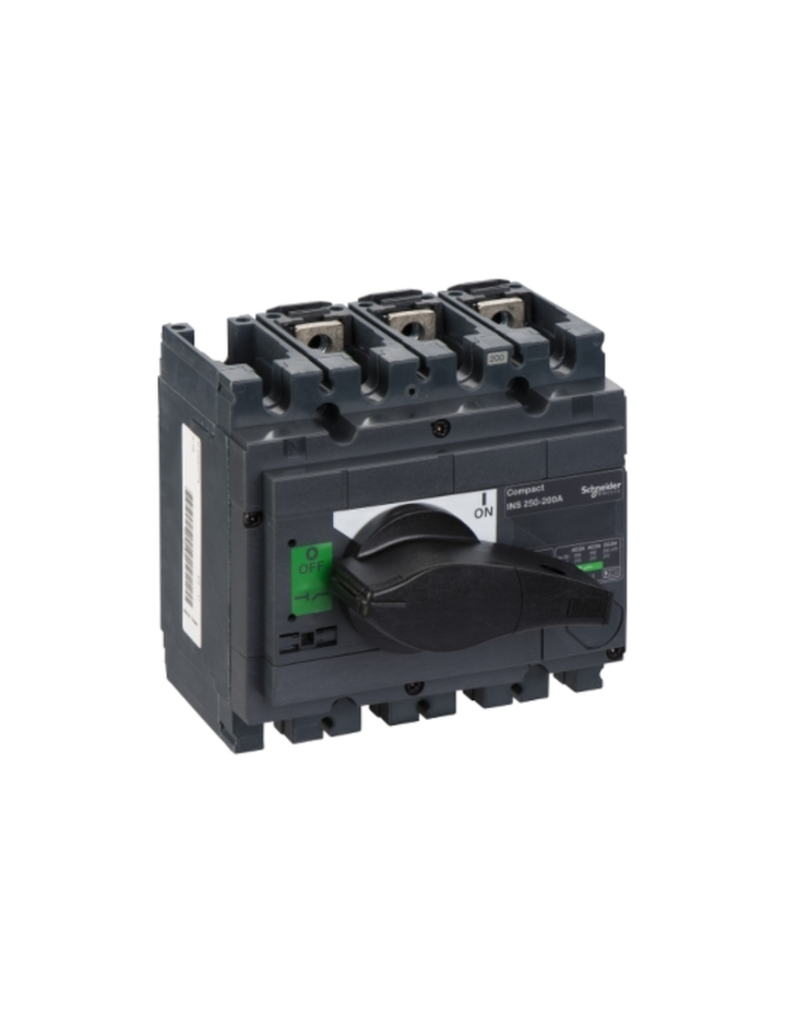 switch disconnector, Compact INS250-200 , 160 A, standard version with black rotary handle, 3 poles