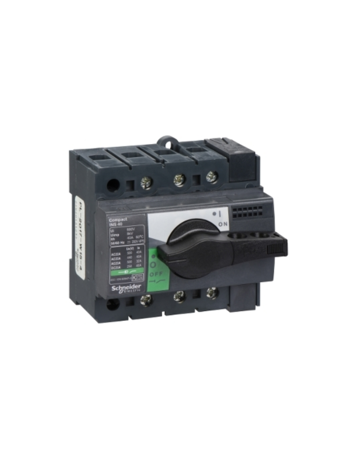 switch disconnector, Compact INS40 , 40 A, standard version with black rotary handle, 3 poles