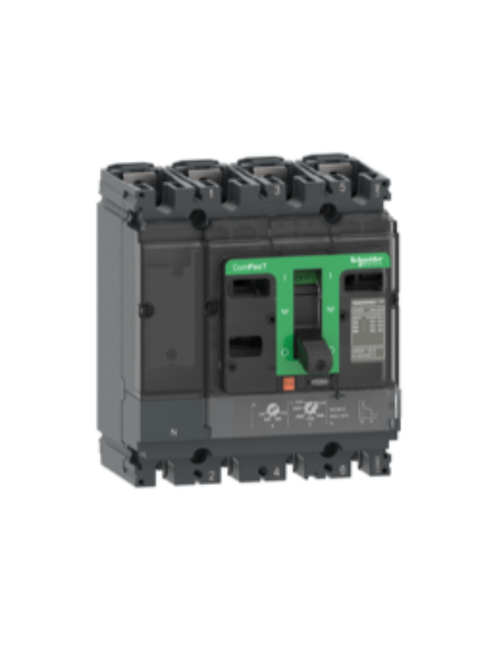 Circuit breaker, ComPacT NSX100F, 36kA/415VAC, 4 poles 3D (neutral not protected), TMD trip unit 63A