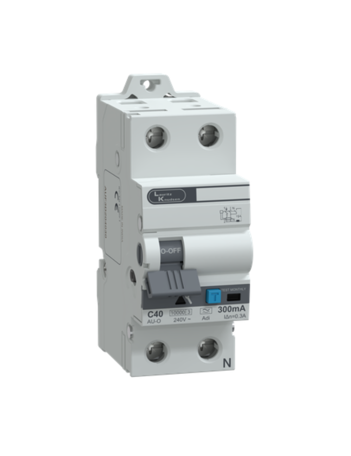 AU-O RCBO Standard 30° Adi 2P C40 300mA