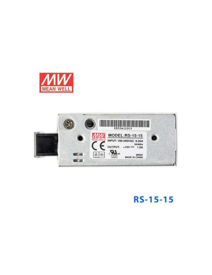 MEAN WELL RS-15-15 AC to DC Power Supply Single Output 15V 1 Amp 15W