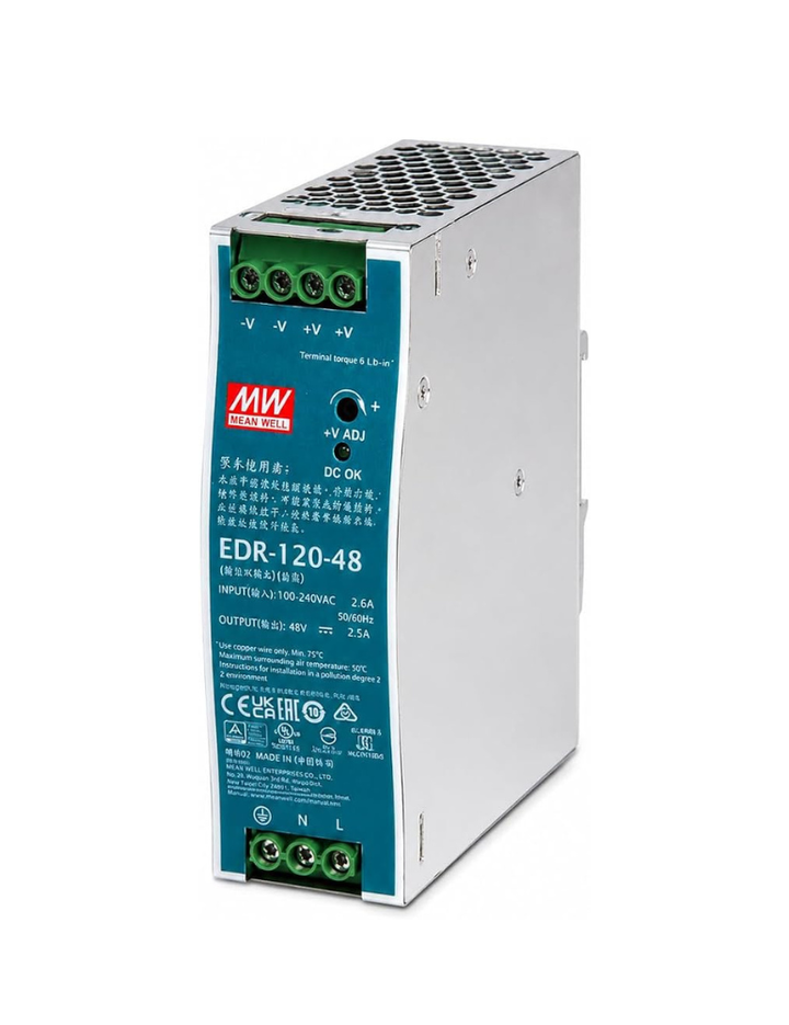 MEAN WELL EDR-120-48 Single Output DIN Rail Power Supply 48 Volts 2.5 Amps 120 Watts
