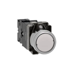 Illuminated push button, Easy Harmony XB2, metal, flush, white, 22mm, spring return, 220V AC, 1NO
